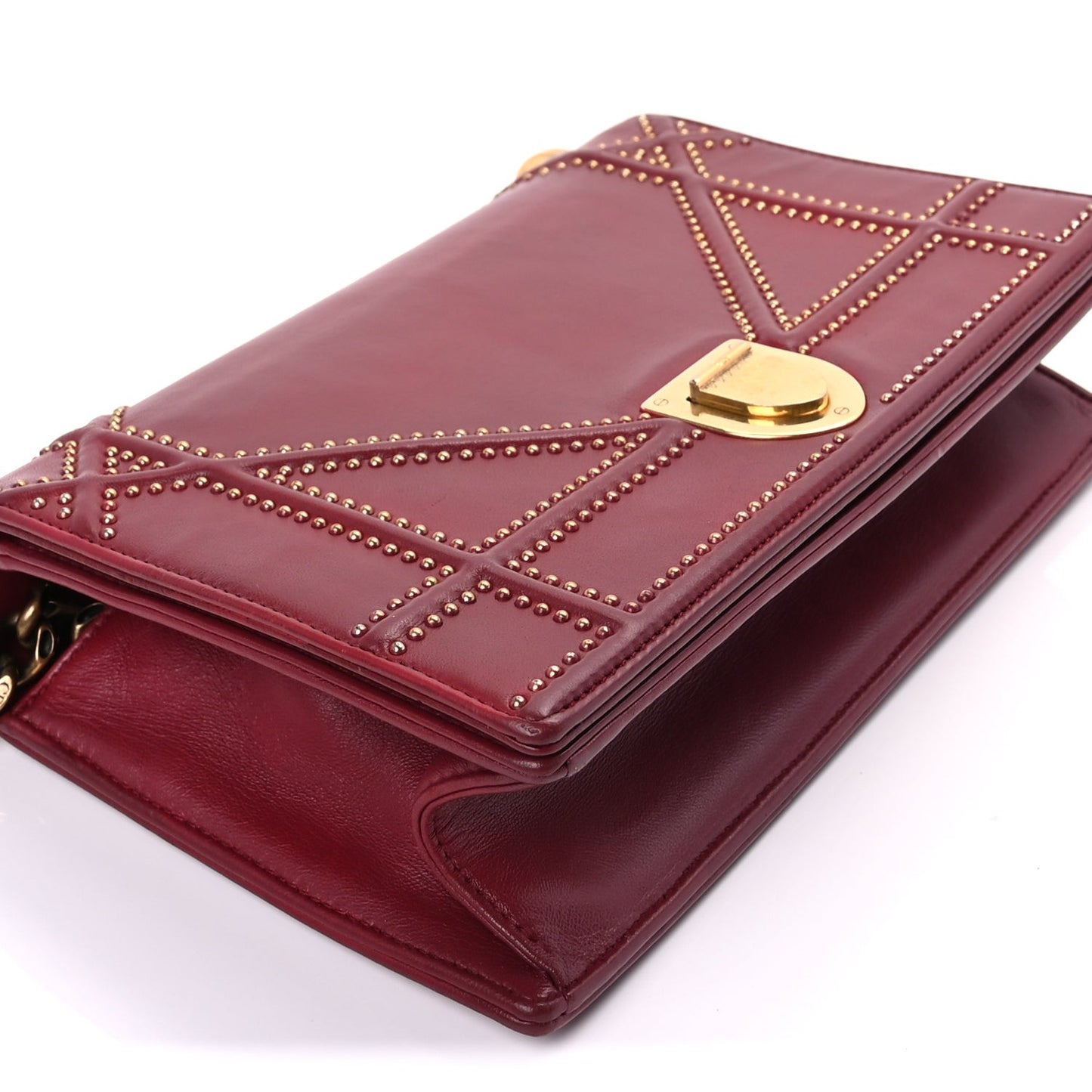 Calfskin Studded Medium Diorama Flap Bag Red