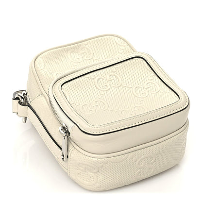 Gucci Calfskin GG Tennis Embossed Mini Double Zip Messenger Bag Mystic White 3 of 8