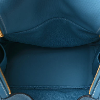 Hermes Taurillon Clemence Lindy 30 New Blue Jean 5 of 10