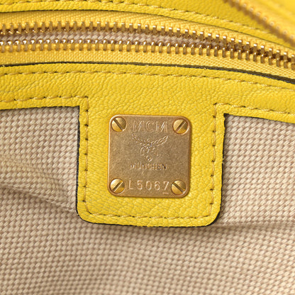 MCM Pebbled Calfskin Studded Satchel Yellow 11 of 17