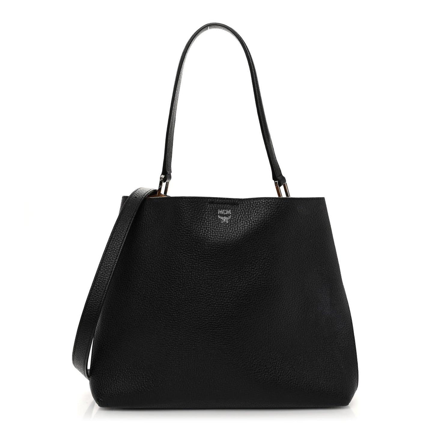 Grained Calfskin Visetos Medium Sarah Hobo Black