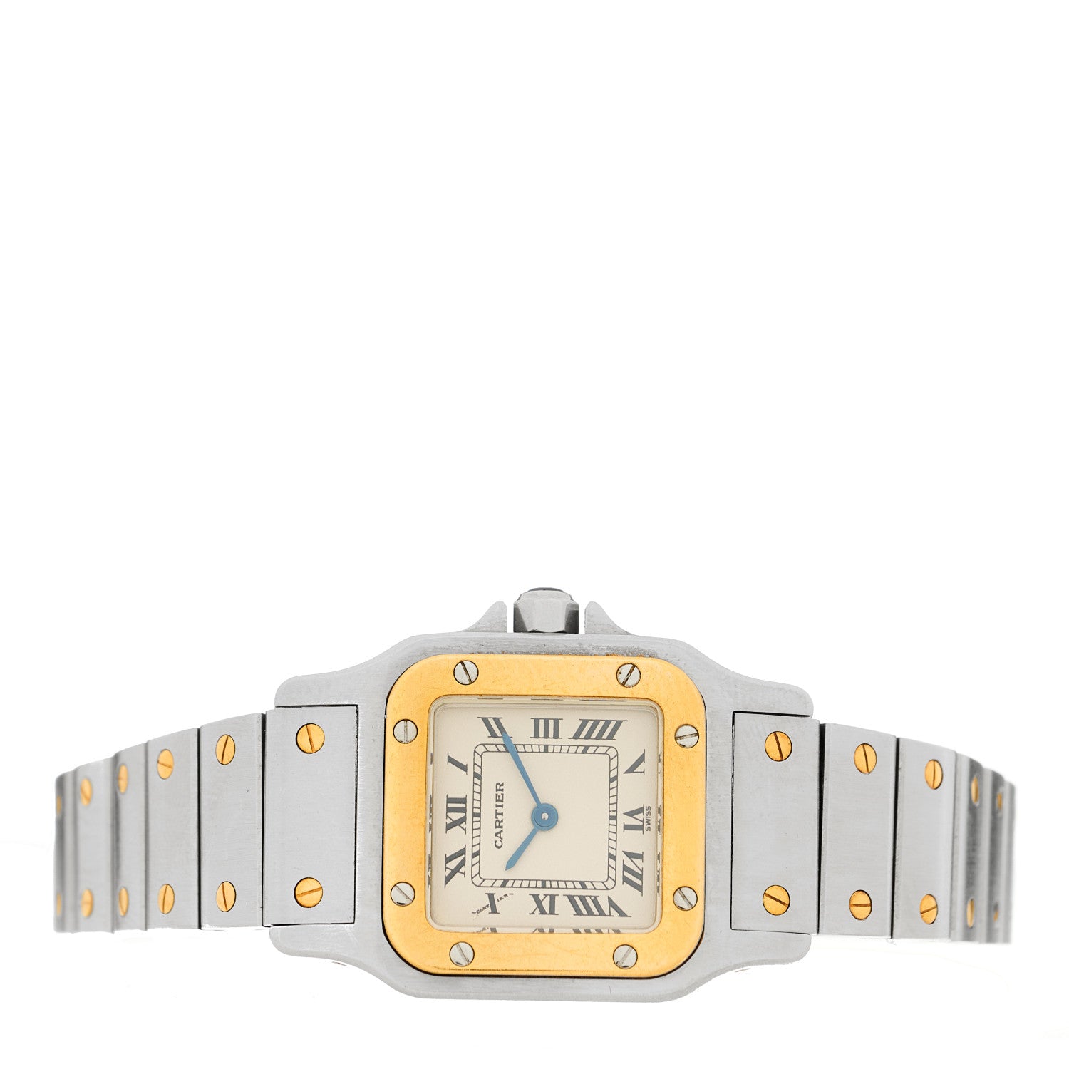 Cartier Stainless Steel 18K Yellow Gold 24mm Santos De Cartier Galbee Quartz Watch 2 of 4