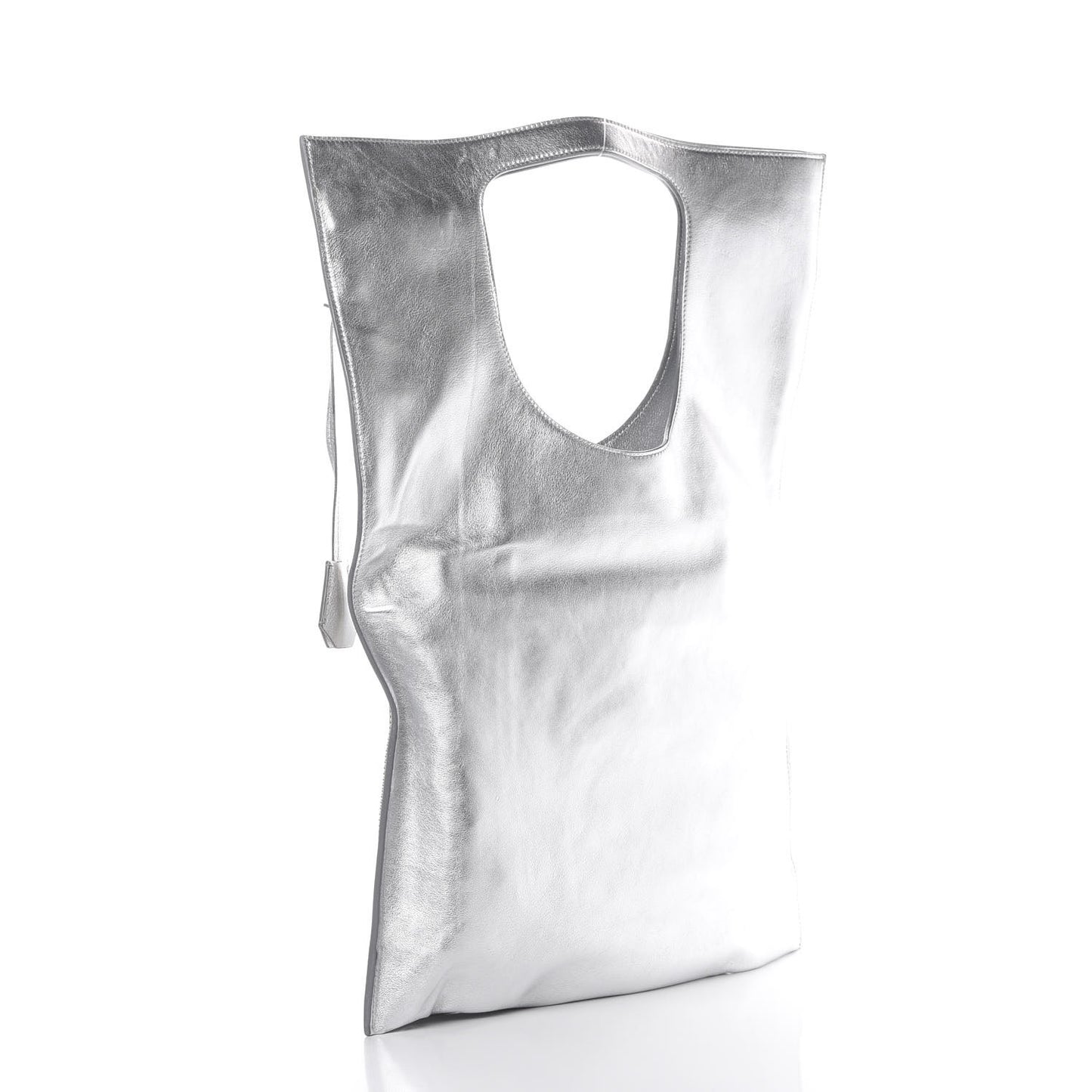 Metallic Calfskin Alix Padlock Zip Shoulder Bag Silver