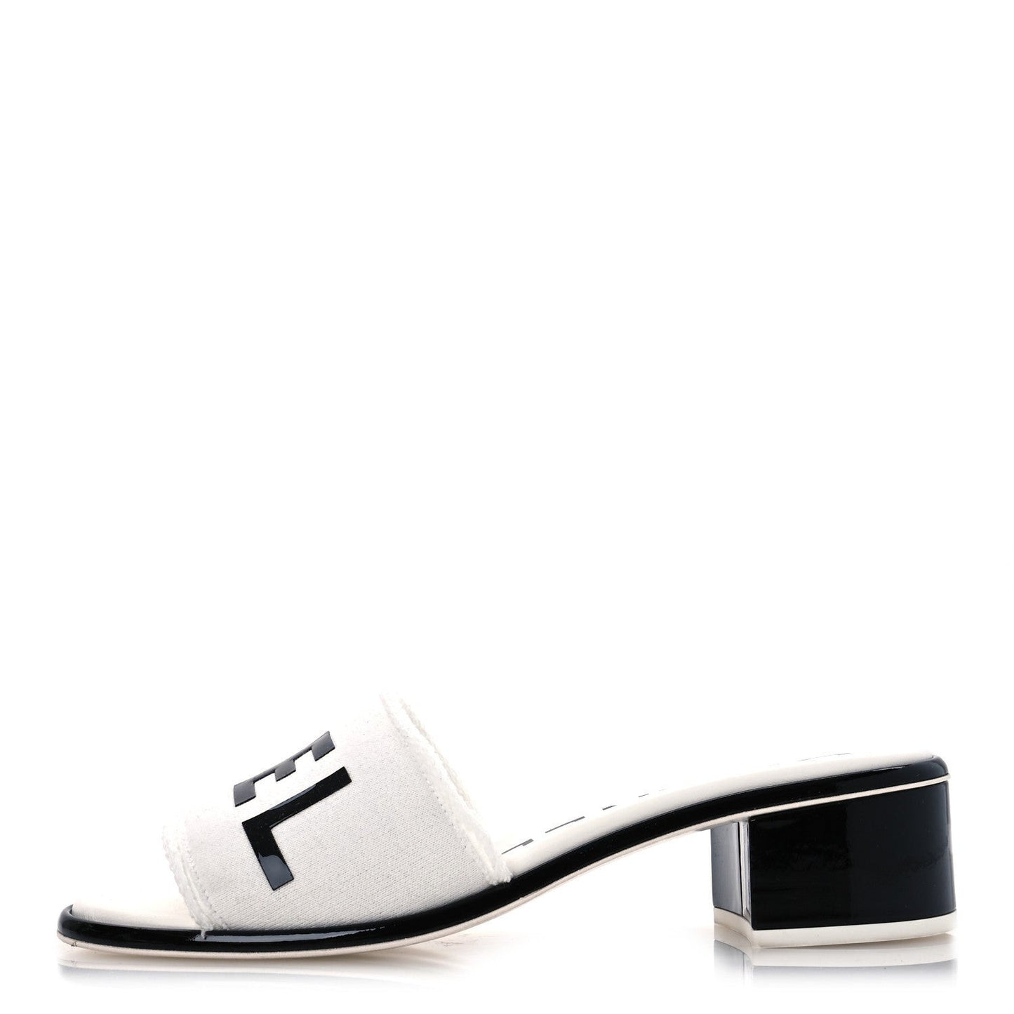 Cotton Logo Mule Sandals 39 White Black