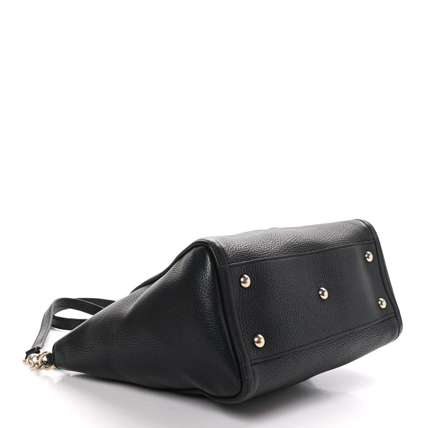 Pebbled Calfskin Small Soho Top Handle Bag Black