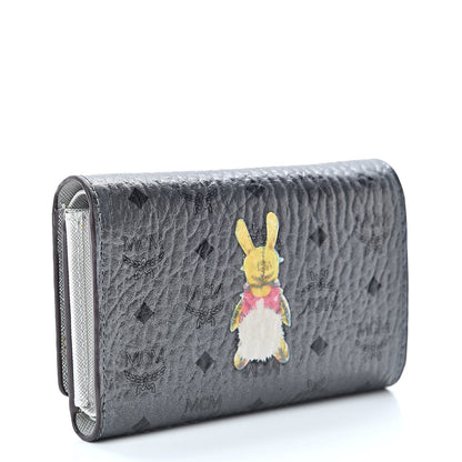 MCM Metallic Visetos Rabbit Tri-Fold Wallet Silver 3 of 8