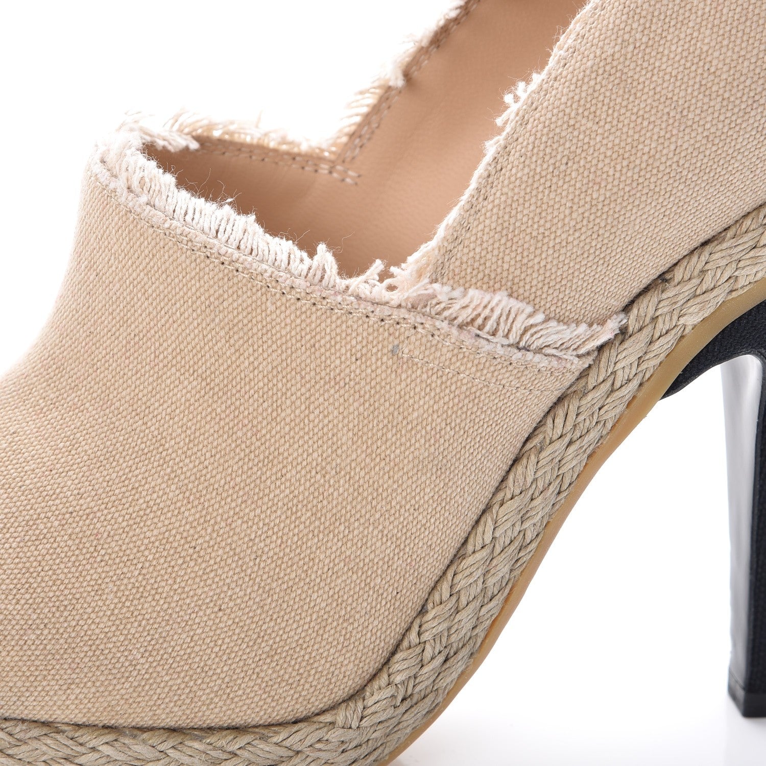 Chanel Toile Cap Toe Espadrille Pumps 39 Beige Black 9 of 9