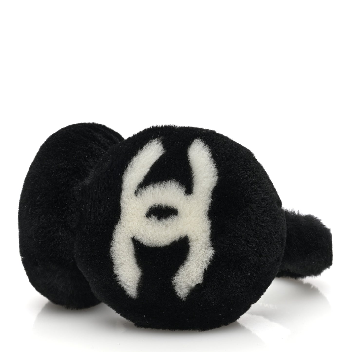 Shearling CC Ear Muffs Black White