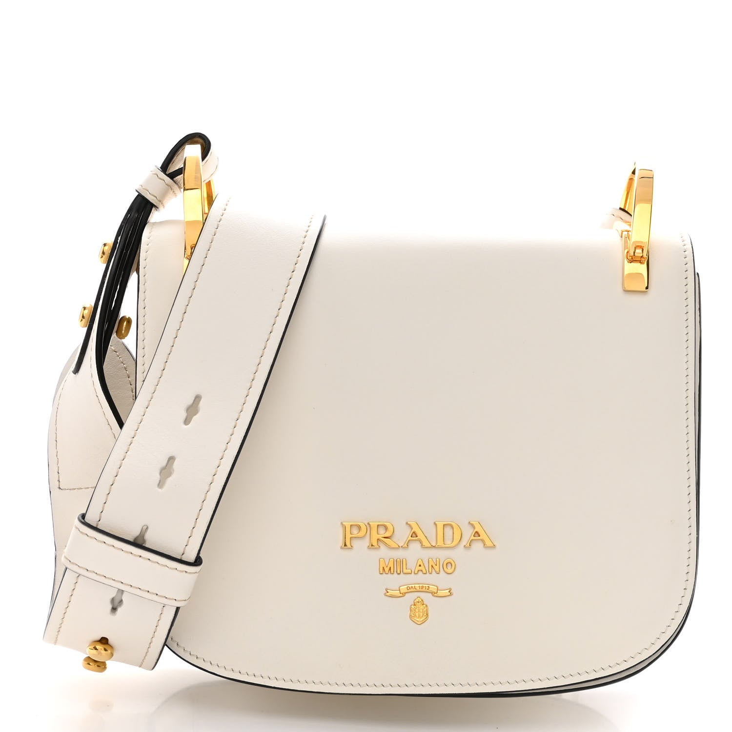 Prada City Calf Pionniere Saddle Bag White 1 of 9