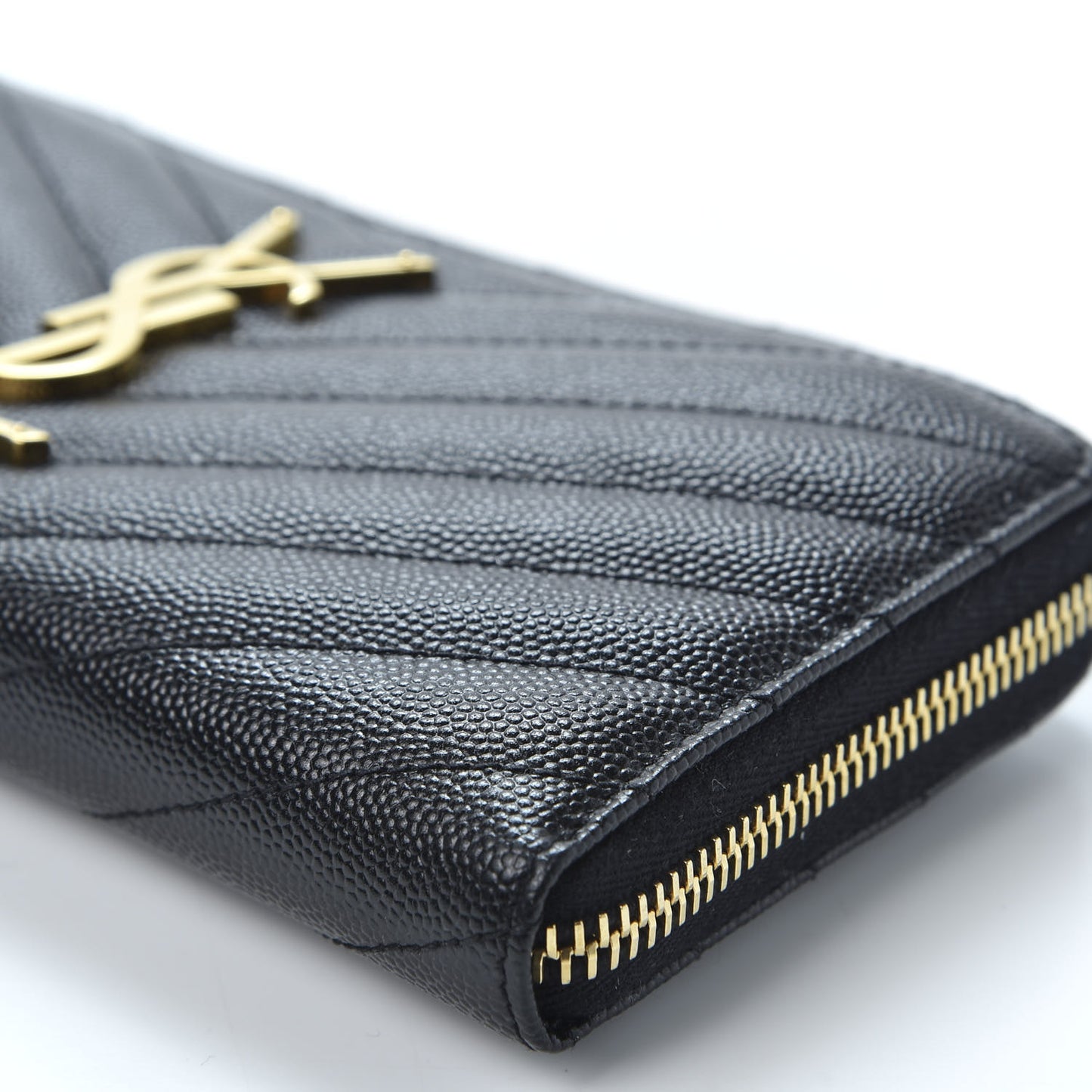 Grain De Poudre Matelasse Chevron Monogram Zip Around Wallet Black