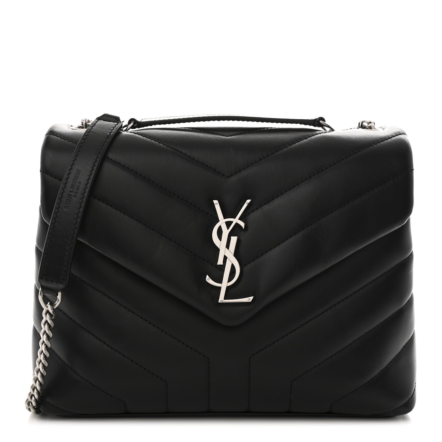 Saint Laurent Calfskin Y Quilted Monogram Small Loulou Chain Satchel Black 1 of 11
