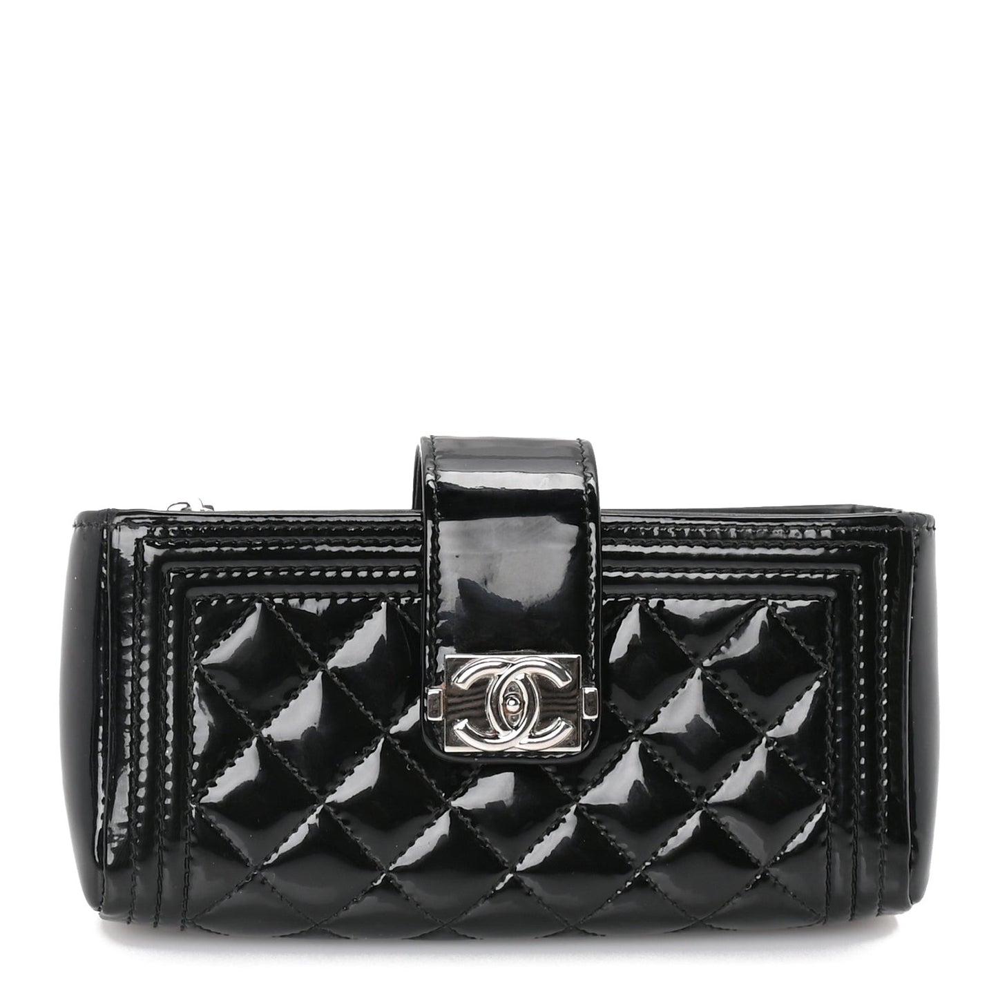 Patent Mini Boy Phone Holder Clutch Black
