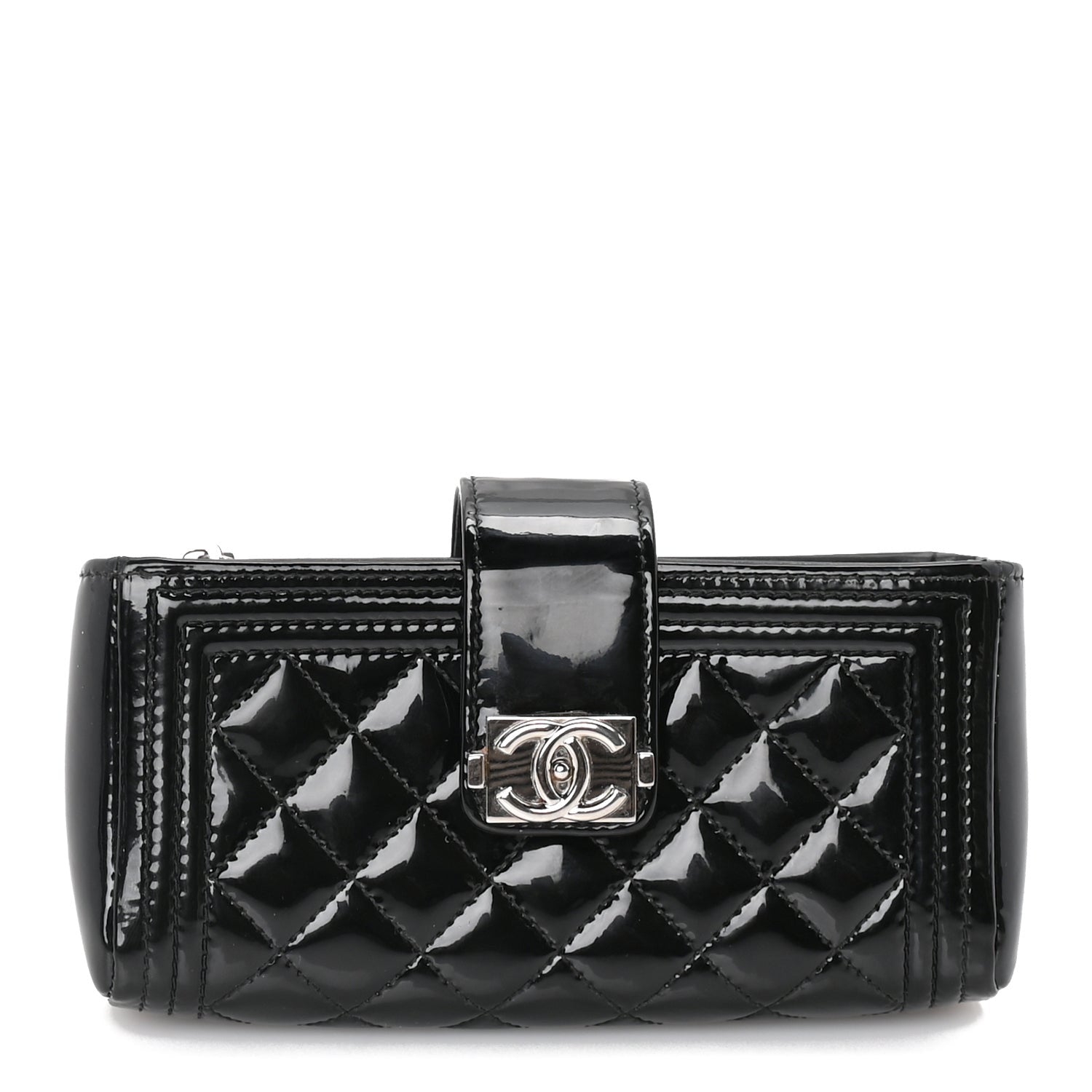 Chanel Patent Mini Boy Phone Holder Clutch Black 1 of 9