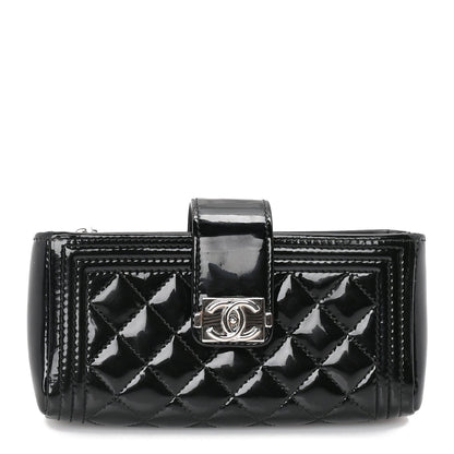 Chanel Patent Mini Boy Phone Holder Clutch Black 1 of 9