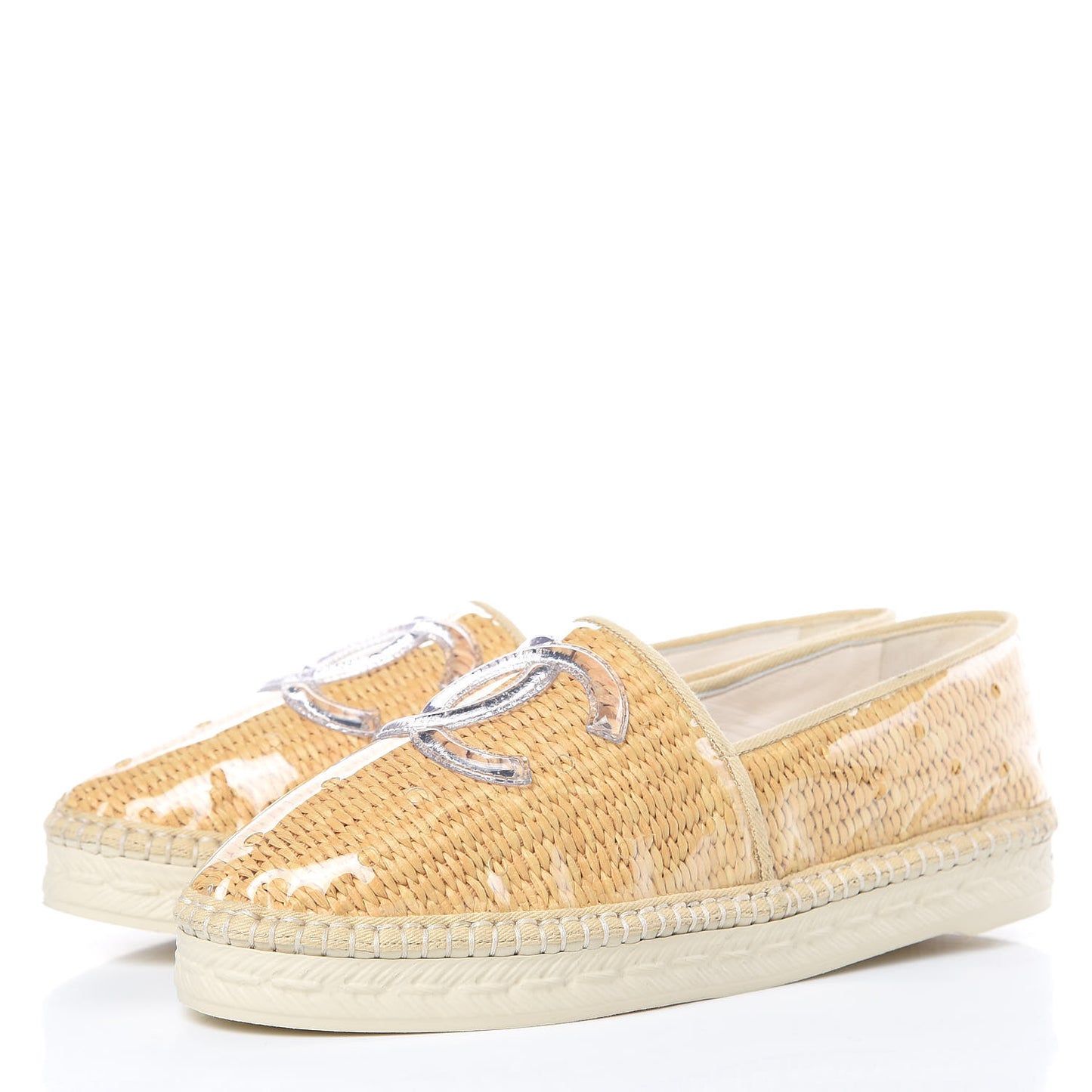 PVC Straw CC Espadrilles 38 Beige