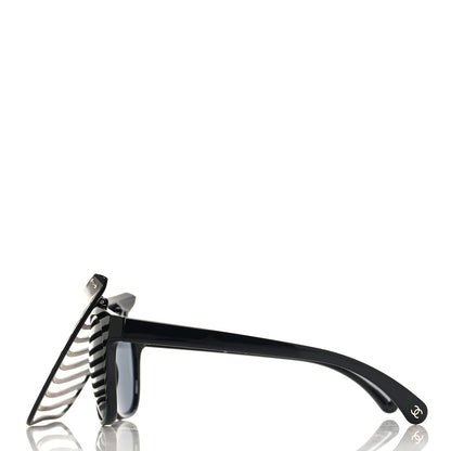 Chanel Nylon Crystal Square Sunglasses 71538 Black Grey 3 of 7