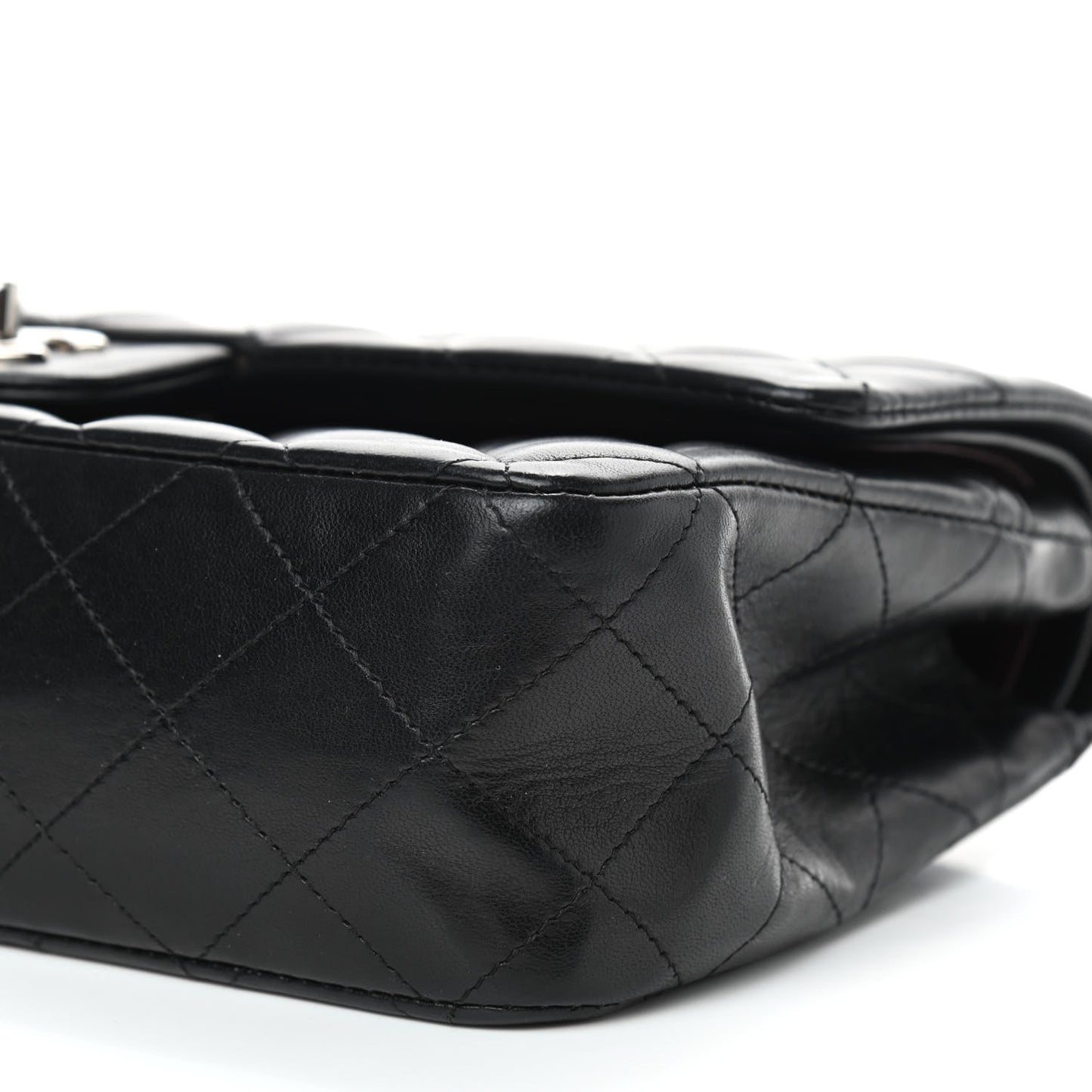 Lambskin Quilted Medium Double Flap Black