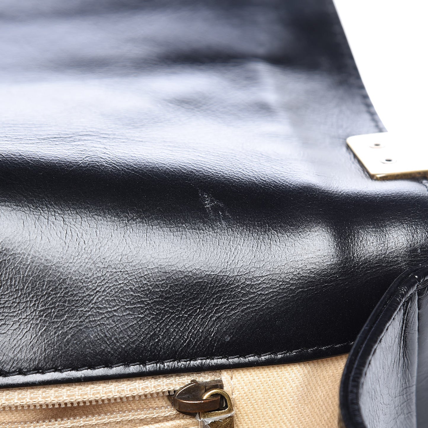 Glazed Calfskin Quilted Large Boy Flap Black