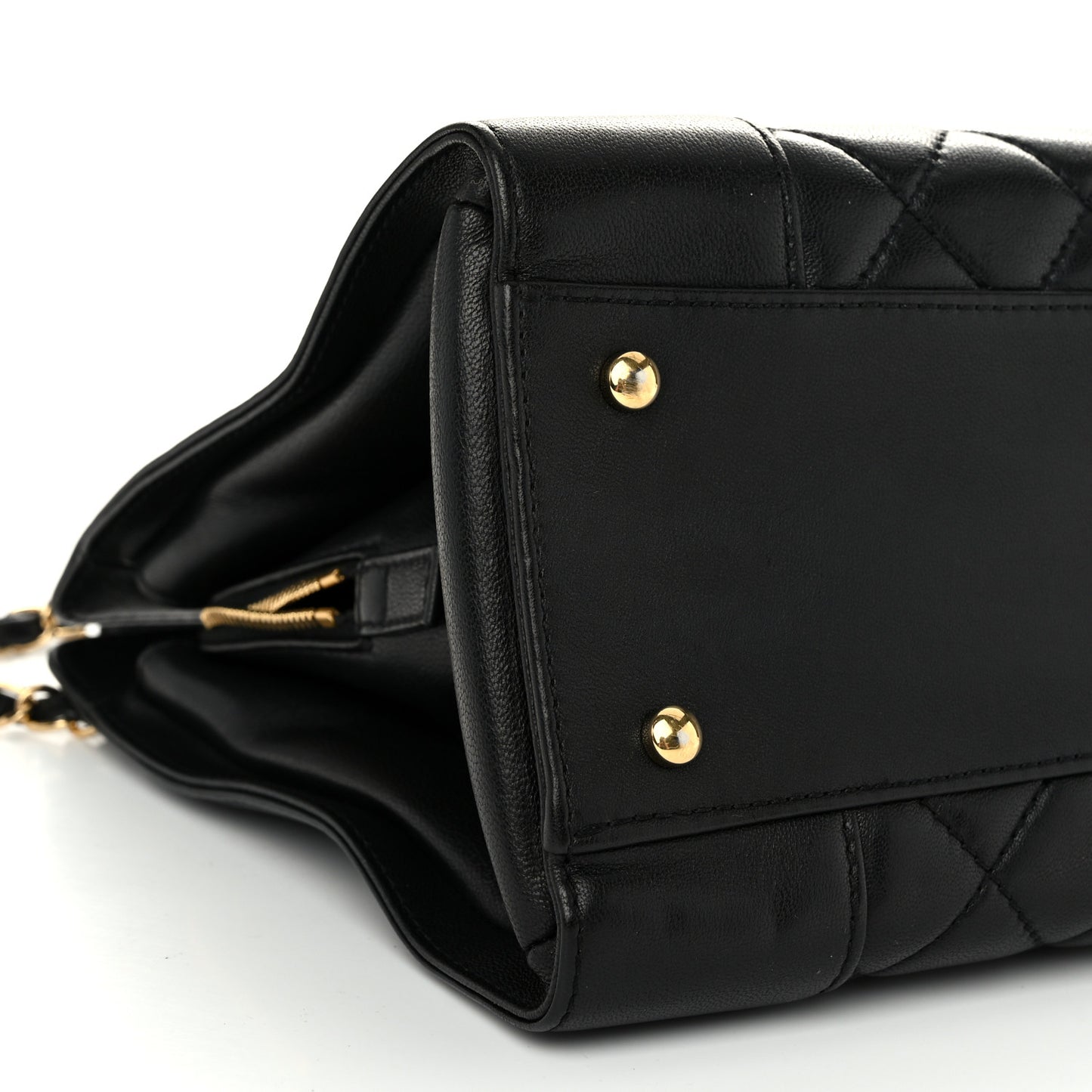 Sheepskin Quilted Mademoiselle Vintage Shopping Tote Black