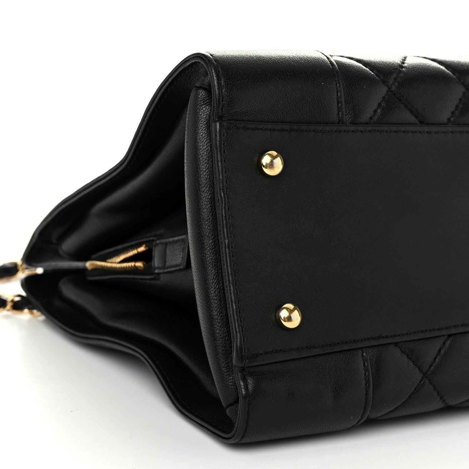 Chanel Sheepskin Quilted Mademoiselle Vintage Shopping Tote Black 9 of 11