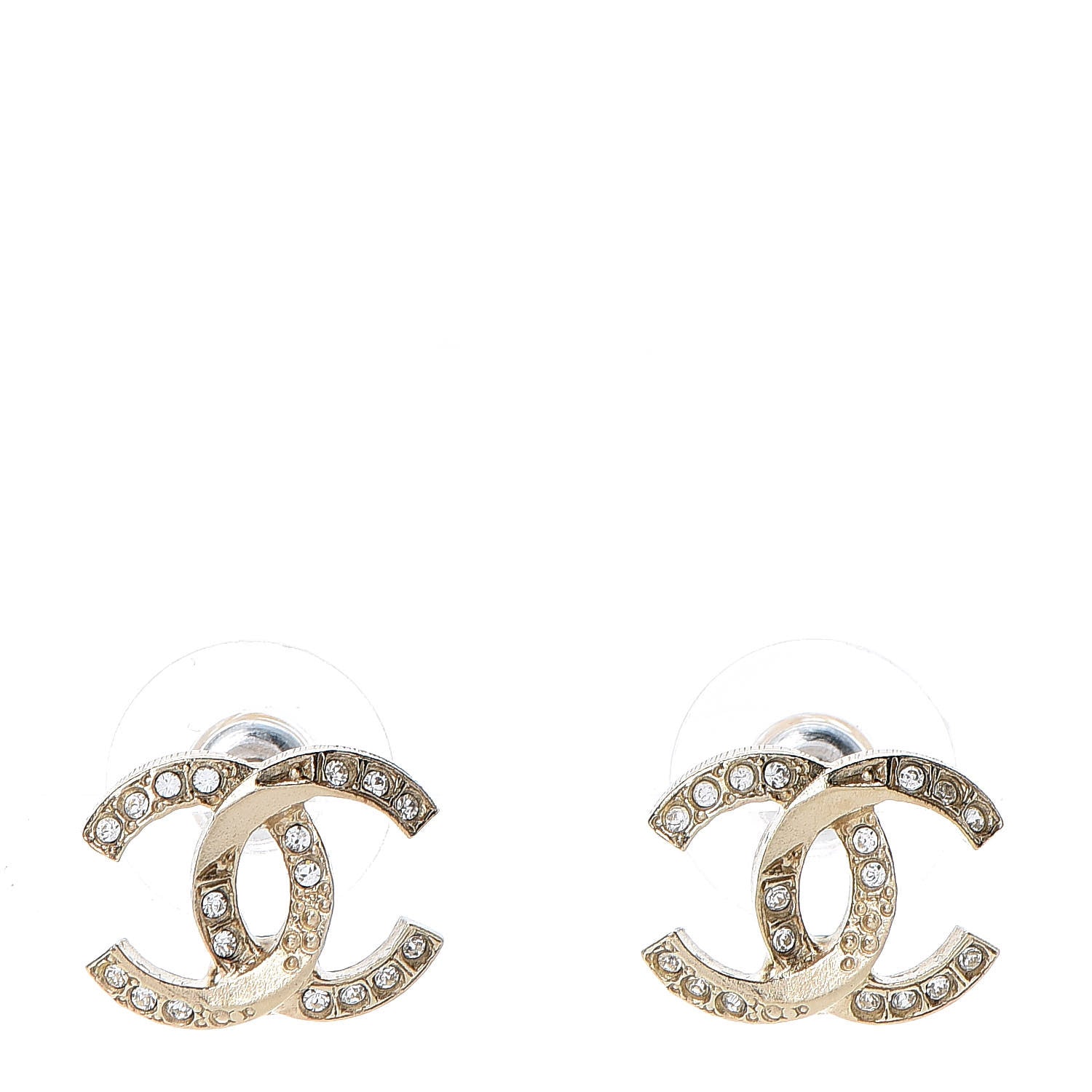 Chanel Crystal CC Earrings Gold 1 of 4