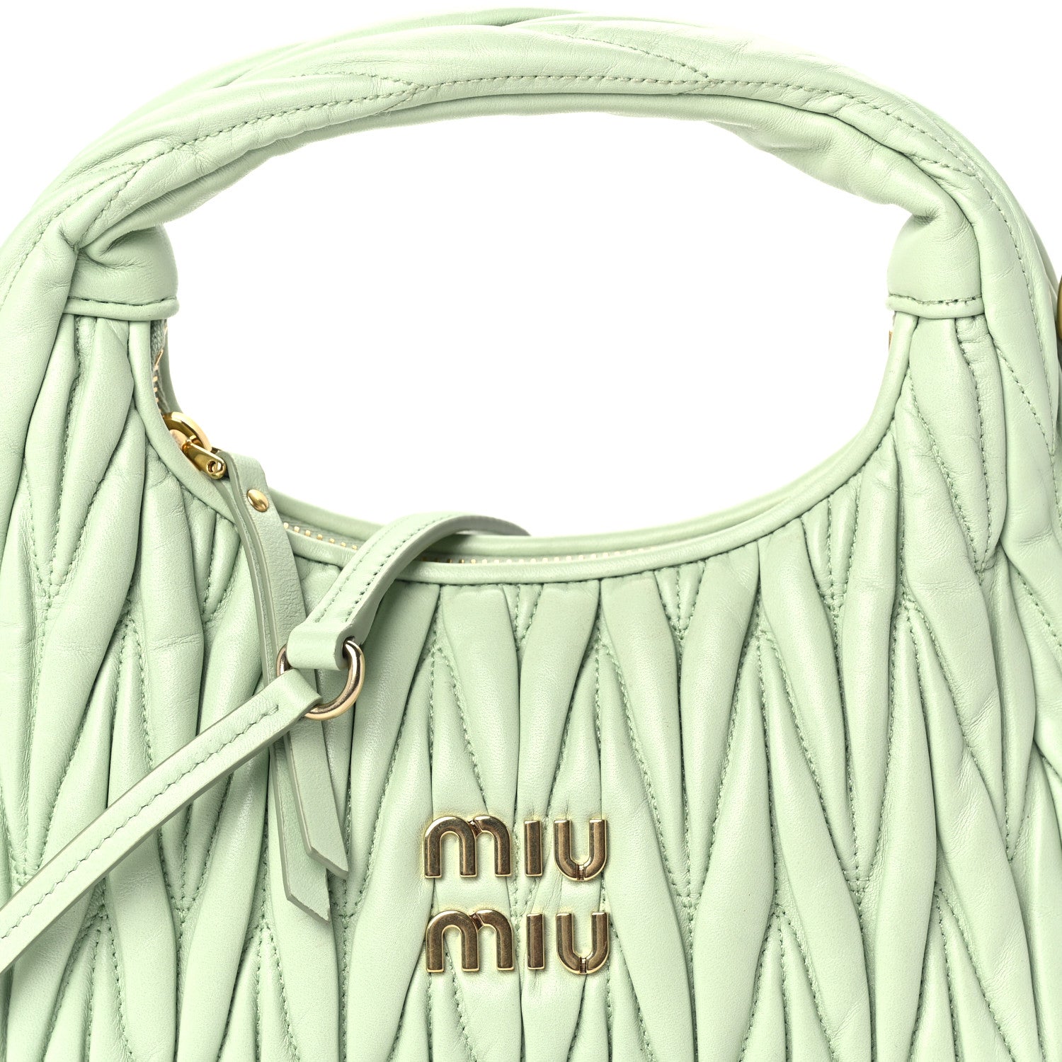 Miu Miu Nappa Matelasse Small Wander Hobo Acqua 6 of 8