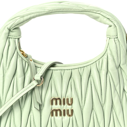 Miu Miu Nappa Matelasse Small Wander Hobo Acqua 6 of 8