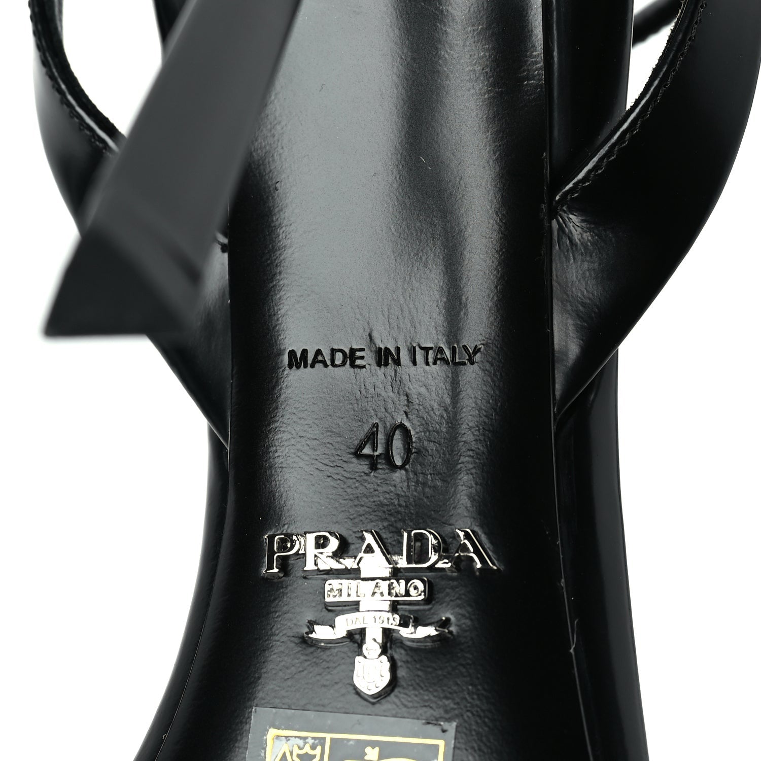 Prada Spazzolato Metal Triangle Logo Pointed Toe Sandals 40  Black 8 of 8