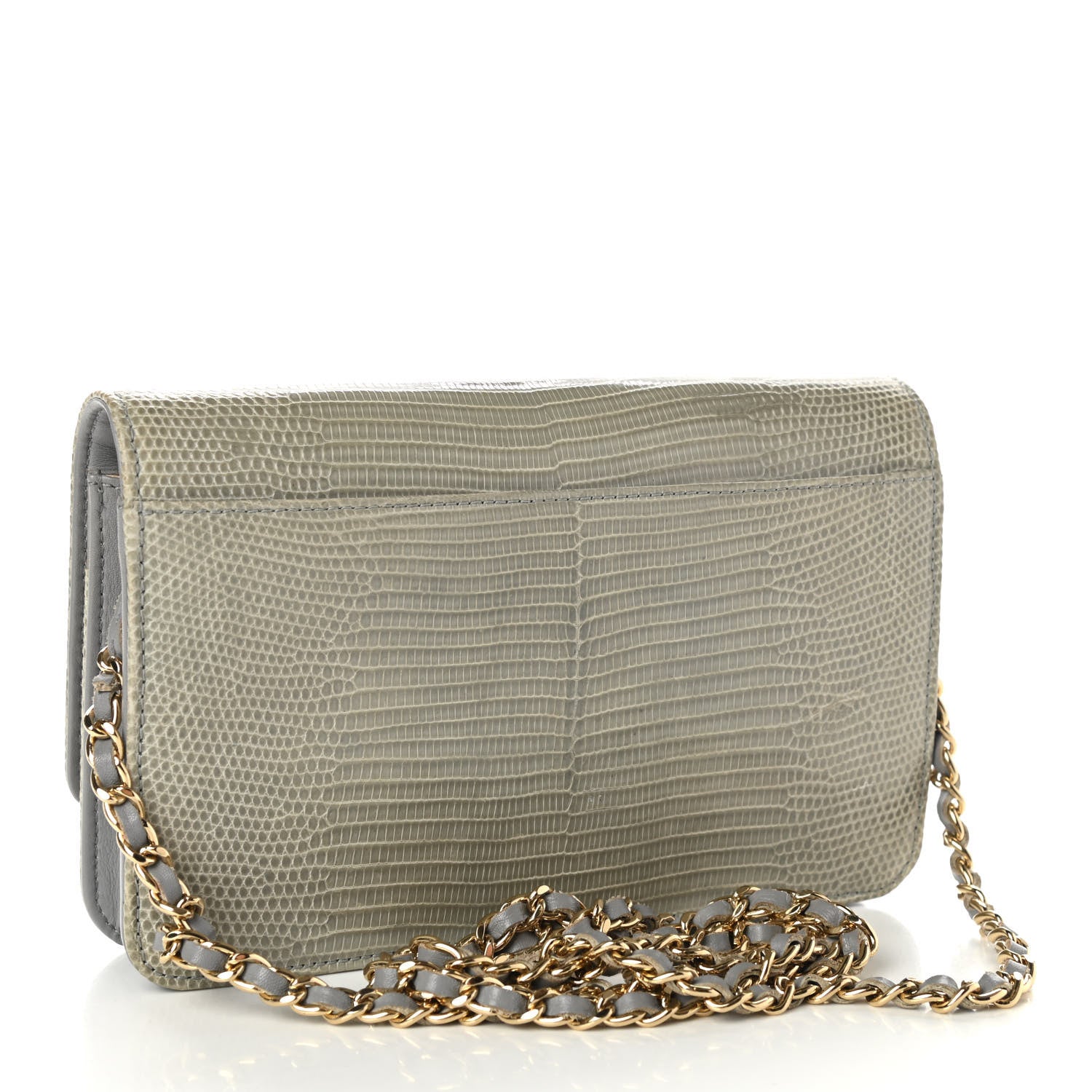 Chanel Lizard Golden Class Wallet on Chain WOC Grey 3 of 12
