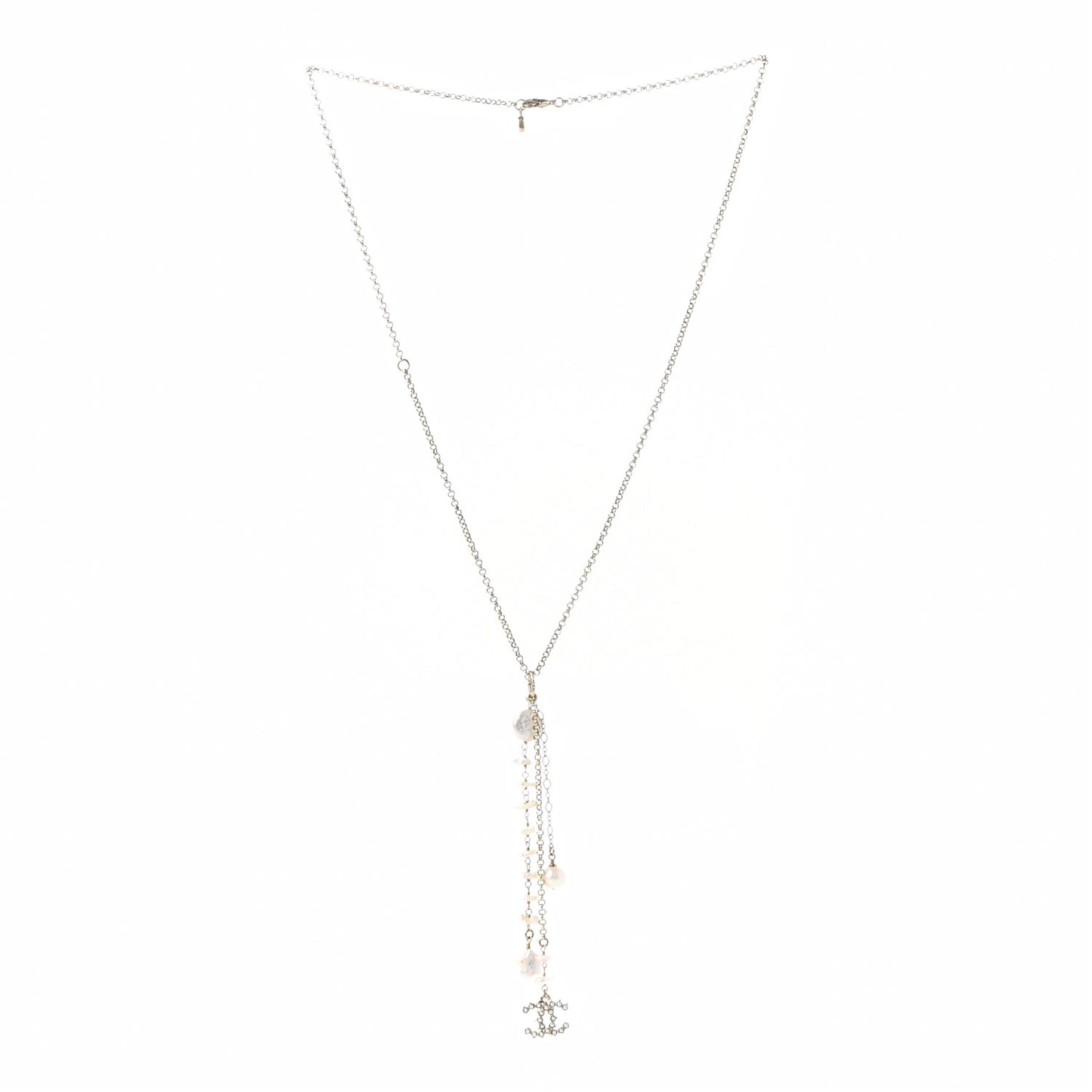 Pearl CC Star Drop Necklace Gold