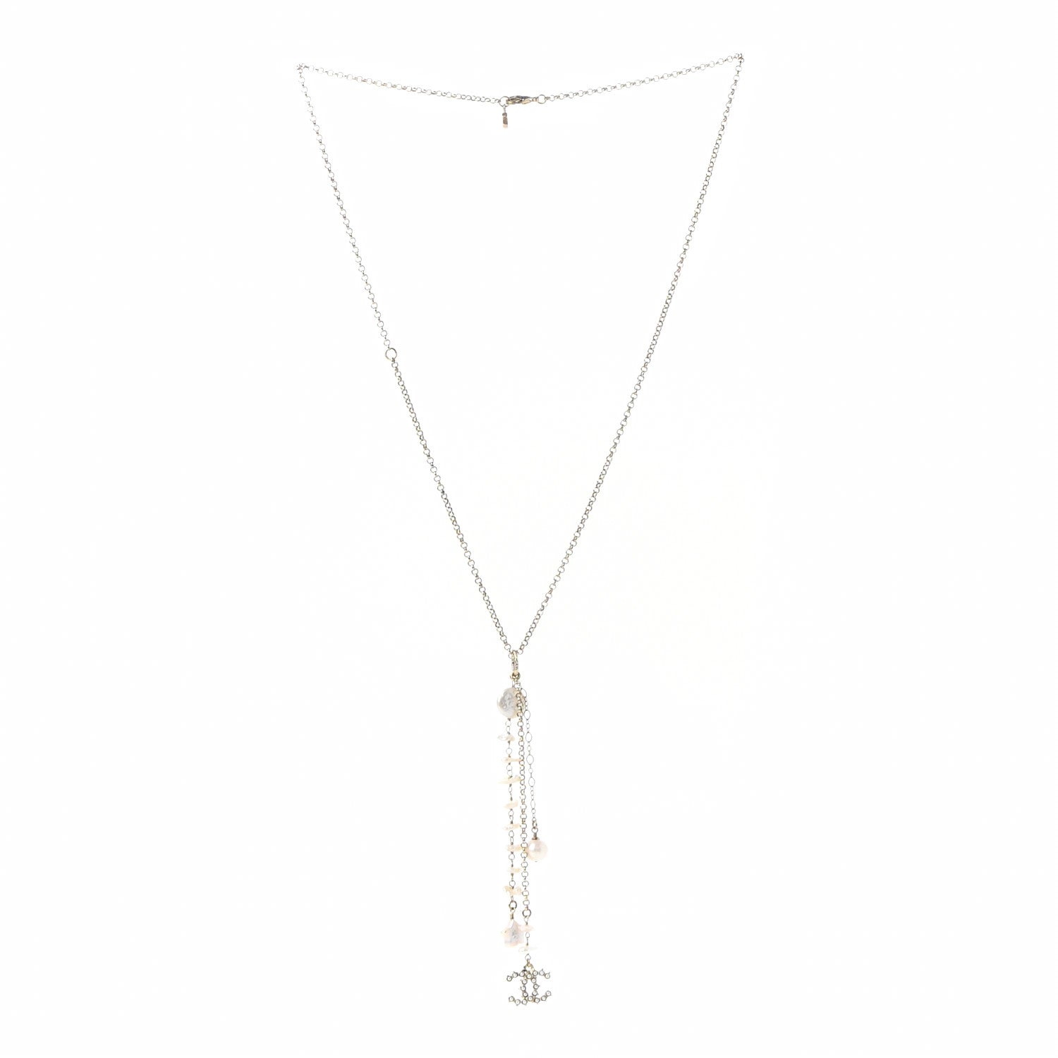 Chanel Pearl CC Star Drop Necklace Gold 3 of 5