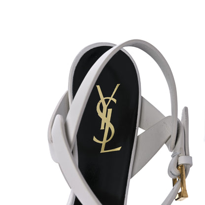 Saint Laurent Calfskin Tribute 75 Platform Sandals 38.5 White 9 of 10