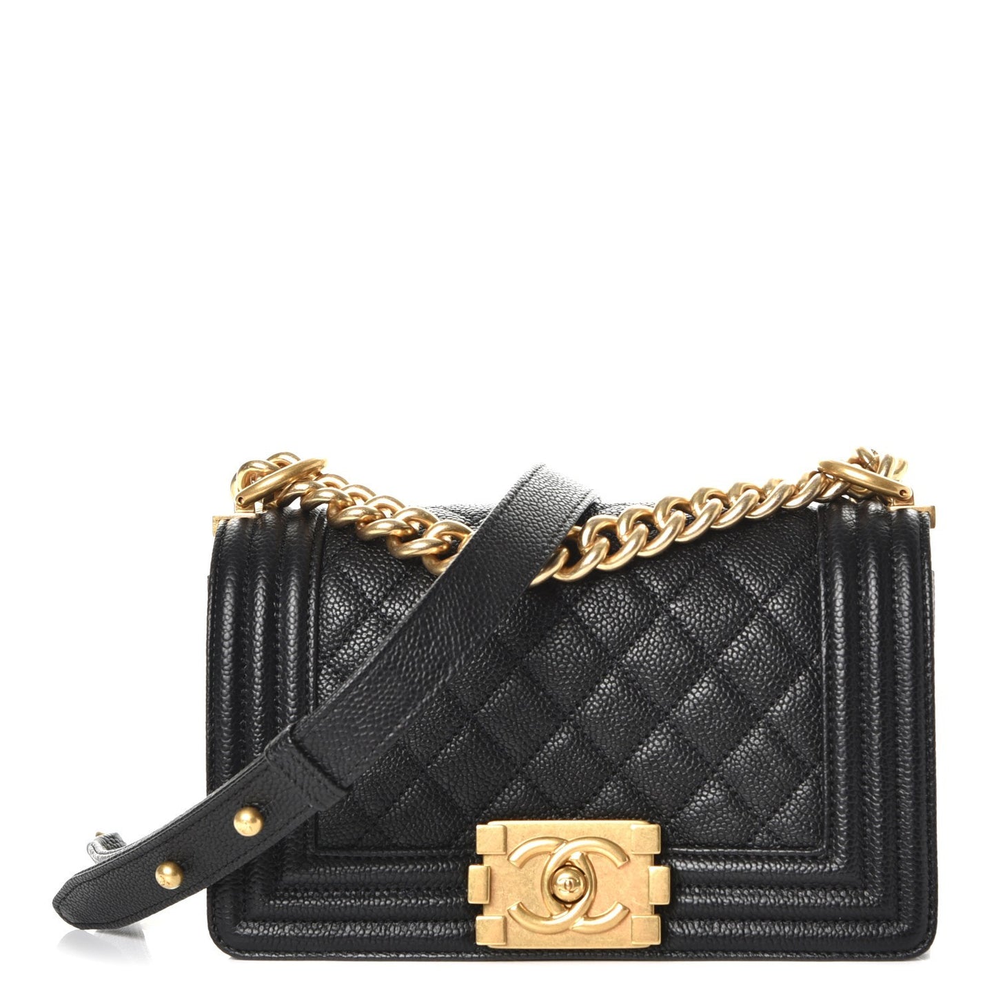 Caviar Quilted Small Boy Flap Black
