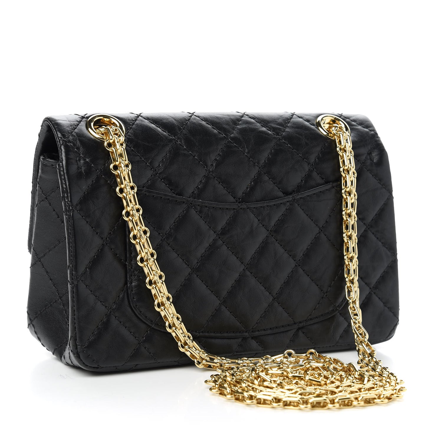 Aged Calfskin Quilted 2.55 Reissue Mini Flap Black