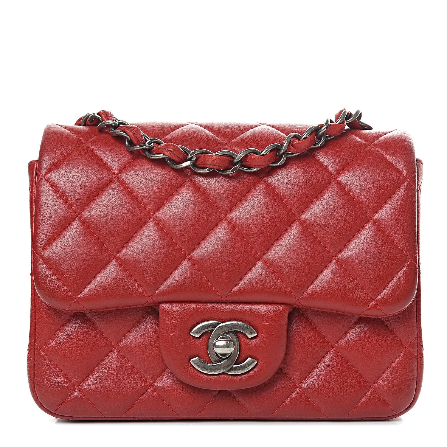 Chanel Lambskin Quilted Mini Square Flap Red 1 of 12