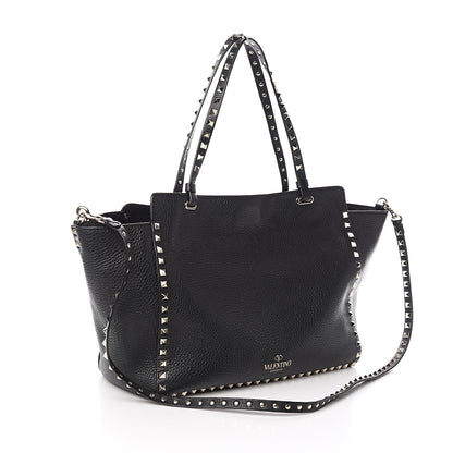 Valentino Garavani Pebbled Calfskin Medium Rockstud Tote Black 3 of 10