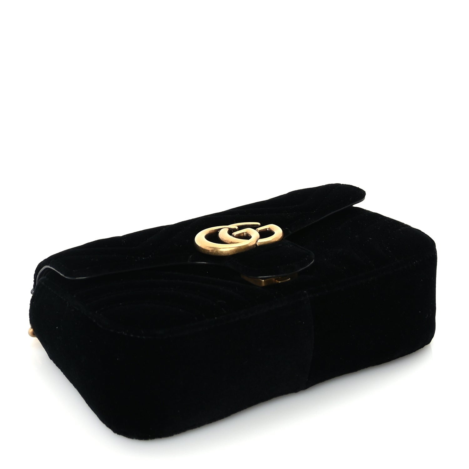 Gucci Velvet Matelasse Mini GG Marmont Shoulder Bag  Black 3 of 9