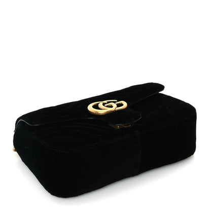 Gucci Velvet Matelasse Mini GG Marmont Shoulder Bag  Black 3 of 9