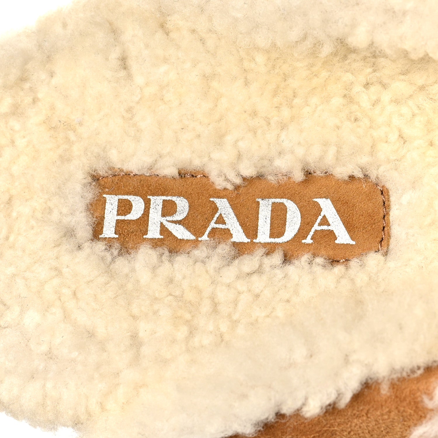Prada Shearling Metal Triangle Logo 20mm Slippers 40.5 Cognac 8 of 8
