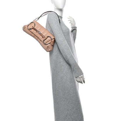 Gucci Nappa Vertical Matelasse Medium Maxi Horsebit Chain Shoulder Bag Rose Beige 2 of 7