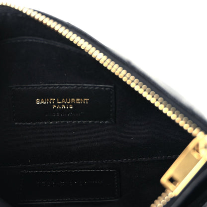 Saint Laurent Grain De Poudre Chevron Monogram Bill Pouch  Black 6 of 7