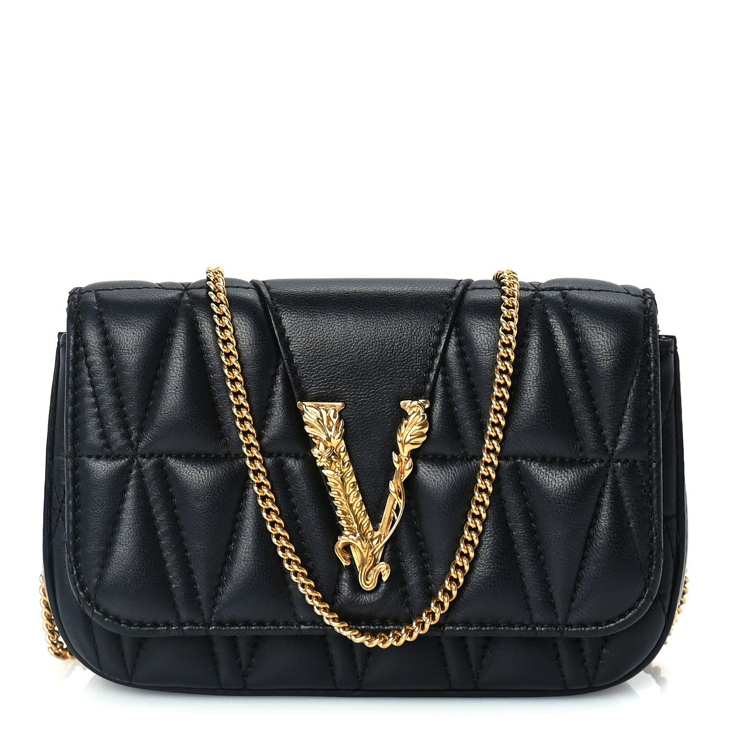 Versace Nappa Quilted Virtus Evening Bag Black 1 of 8