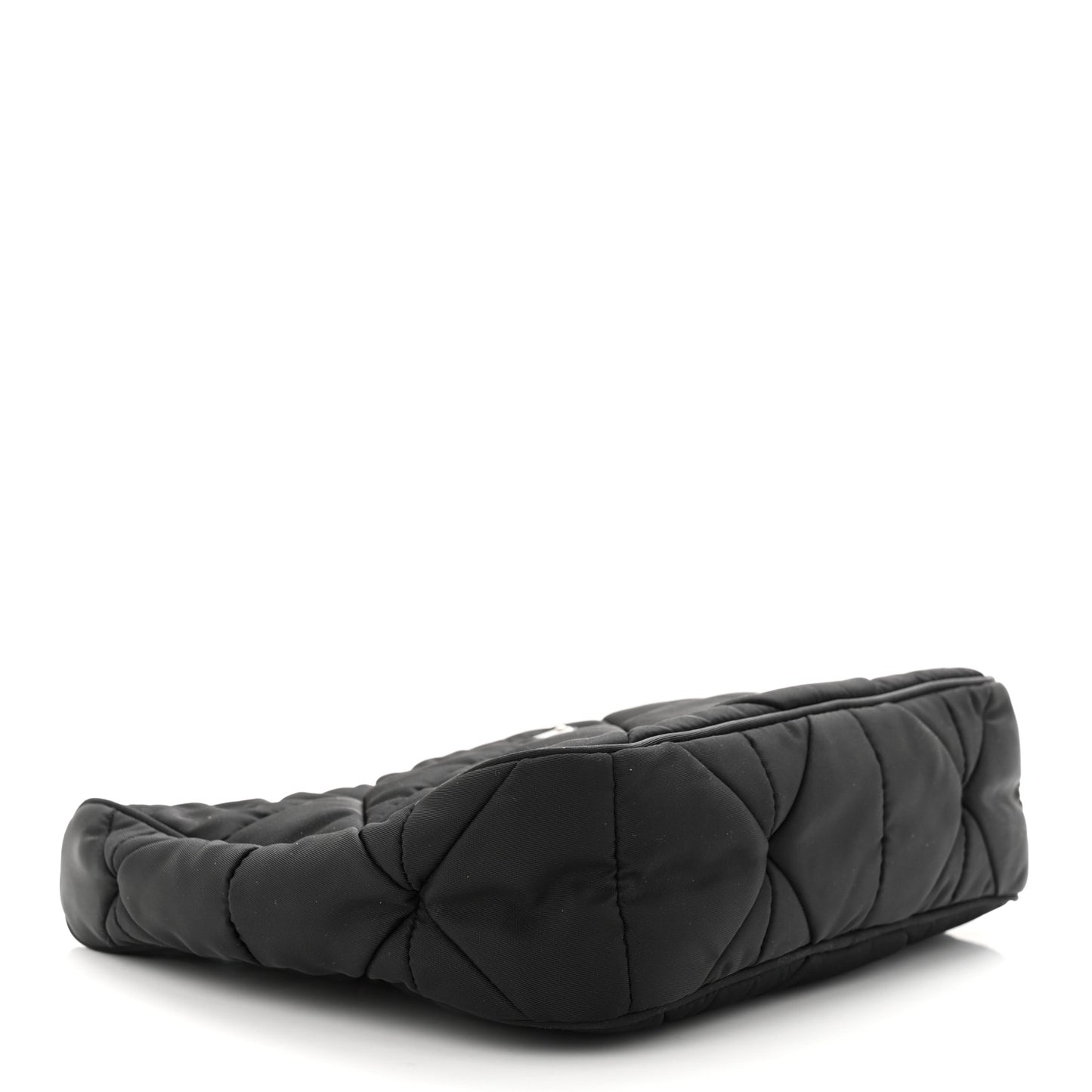 Re-Nylon Triangle Padded Patchwork Shoulder Bag Black