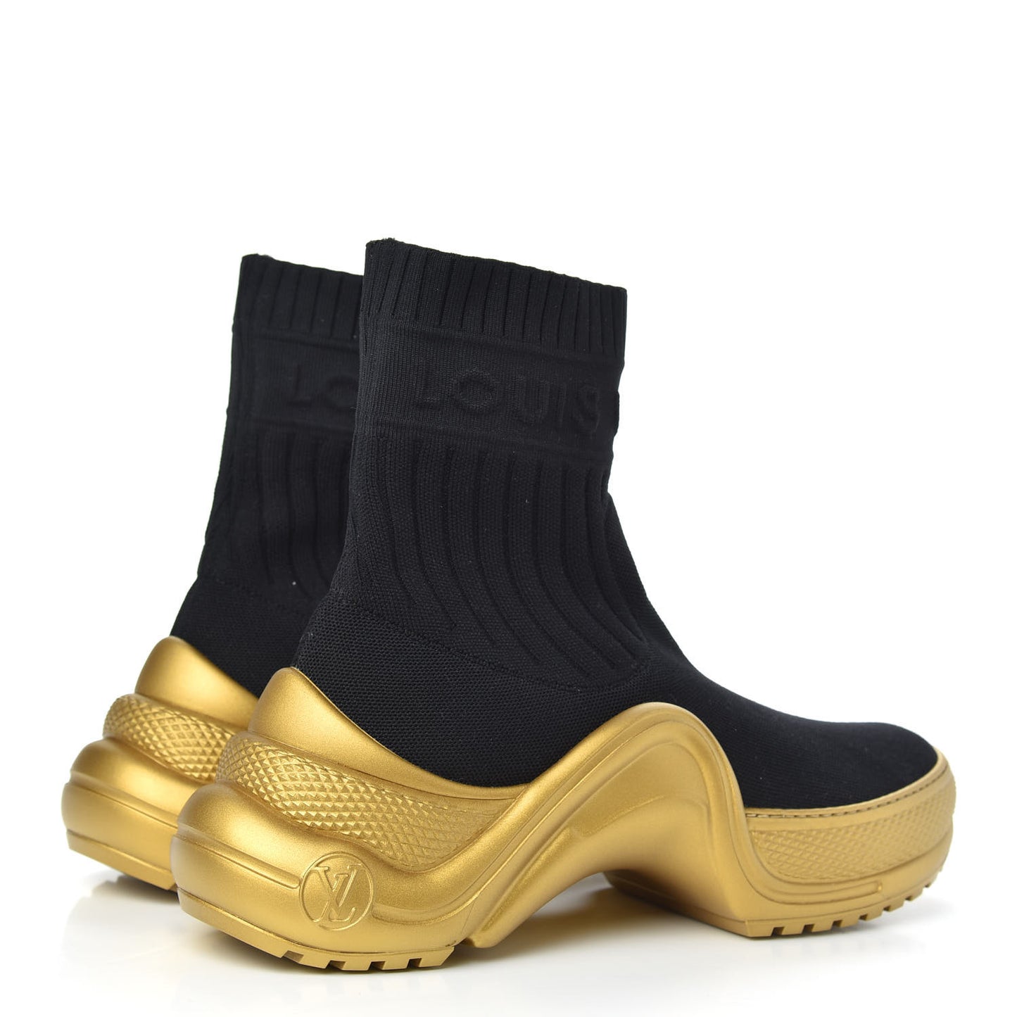Stretch Textile Monogram LV Archlight Sneaker Boots 38 Black Gold