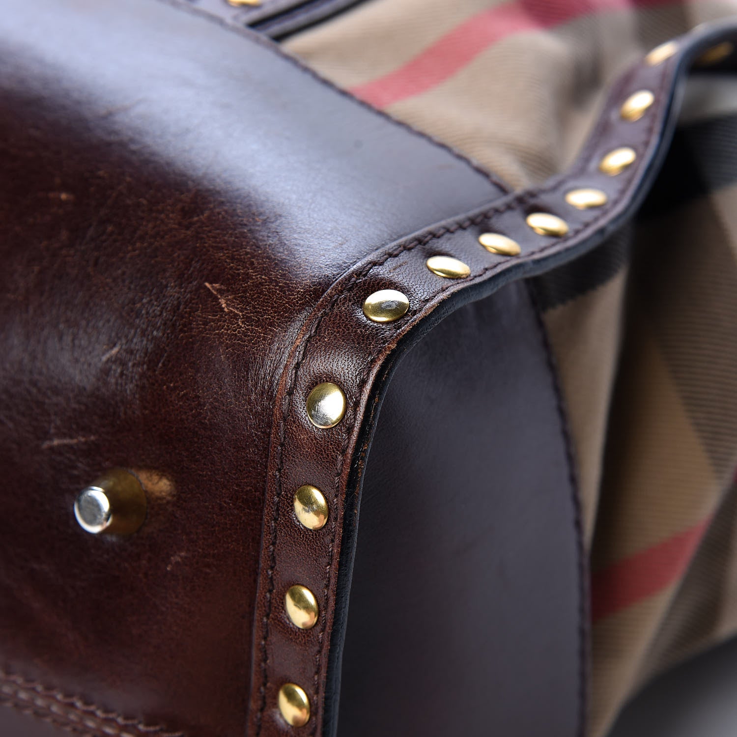 Burberry House Check Studded Large Greenham Tote Dark Tan 28 of 47