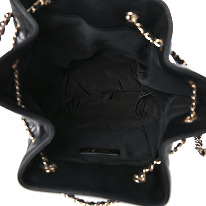 Chanel Lambskin Quilted Large CC Drawstring Bag Black 5 of 10
