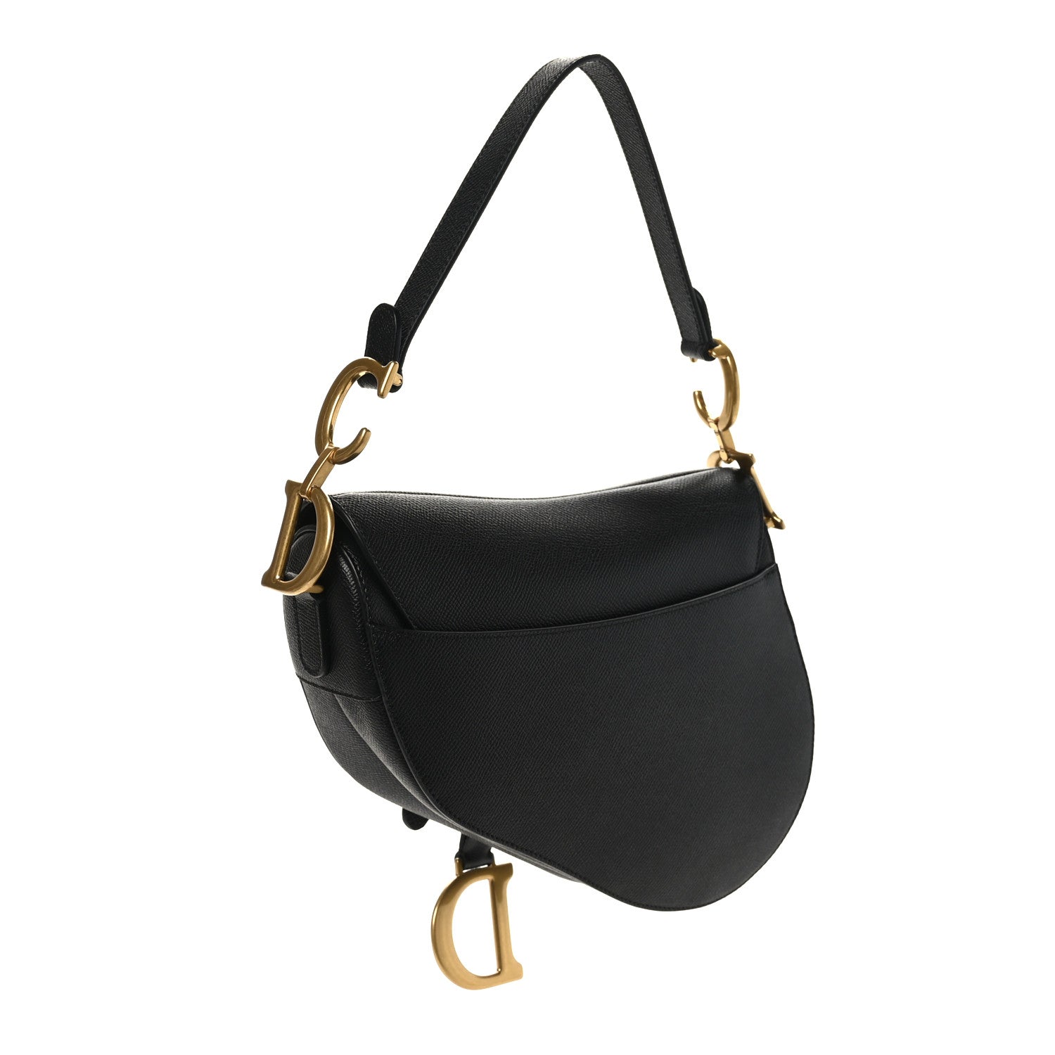 Christian Dior Grained Calfskin Saddle Bag With Strap Black 3 of 9