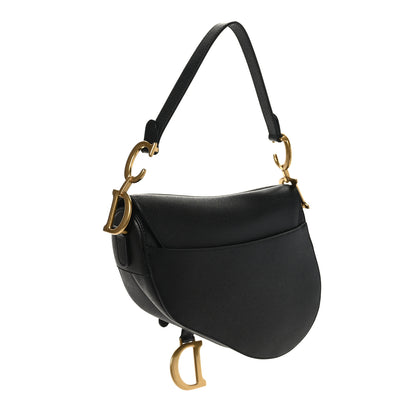 Christian Dior Grained Calfskin Saddle Bag With Strap Black 3 of 9