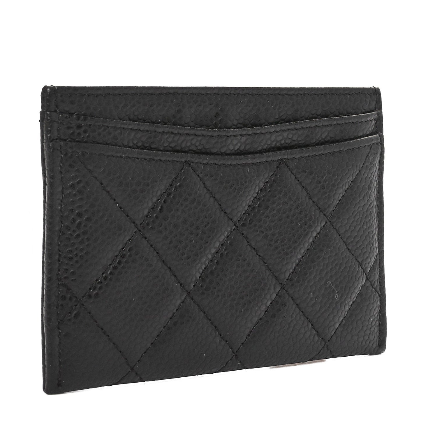 Caviar Quilted Card Holder Black