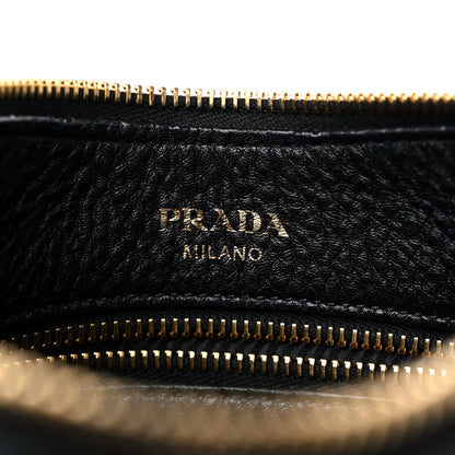 Prada Vitello Daino Zippered Messenger Hobo Black 6 of 8